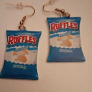 Blue Ruffles Potato Chips Earrings